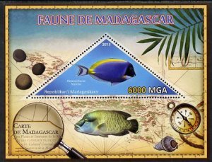 MADAGASCAR - 2013 - Surgeonfish - Perf Souv Sheet - MNH-Private Issue