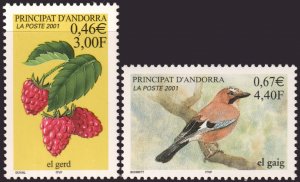 Andorra (French) #537-538  MNH - Bird Raspberries (2001)