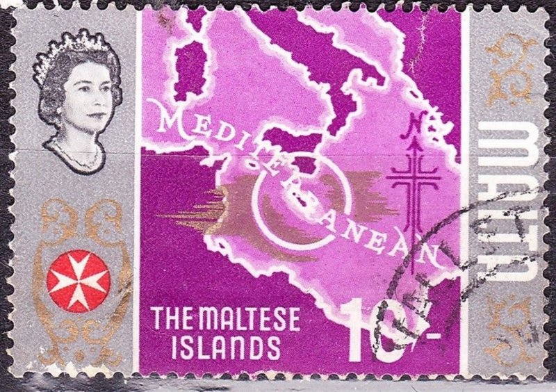 MALTA 1965 10/- Multicolored Maltese Islands SG347 FU