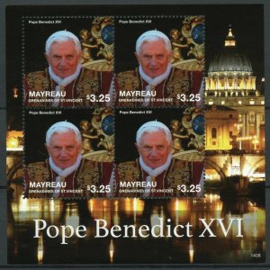 Mayreau Gren St Vincent People Stamps 2014 MNH Pope Benedict XVI Popes 4v M/S