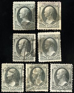 US Stamps # 165 Used F Lot Of 7 Scott Value $910.00