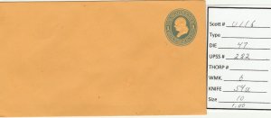 Scott# U116 Die 47 UPSS#282 US envelope.
