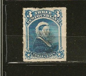 Canada Newfoundland SC#39 Queen Victoria Rouletted 3Cent Blue Used