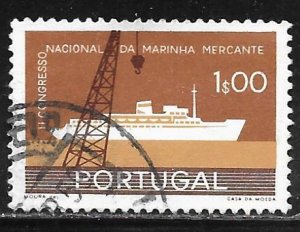 Portugal 838: 1e Crane and Passenger Ship Santa Maria, used, F-VF