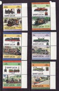 St. Lucia-Sc#674-9-Unused NH set-Trains-Locomotives-1984-