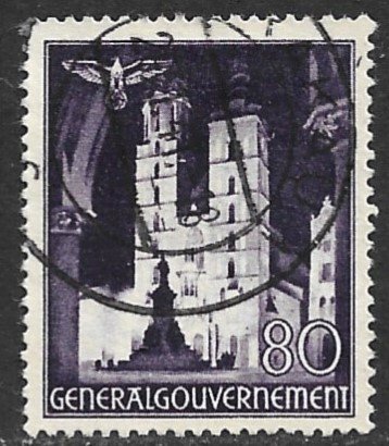 POLAND GERMAN OCCUPATION 1940-41 80g St Mary's Cracow Pictorial  Sc N70 VFU