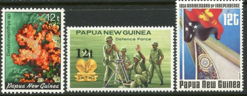 PAPUA NEW GUINEA Sc#614-615, 626 1985 Three Different Complete Singles OG MNH