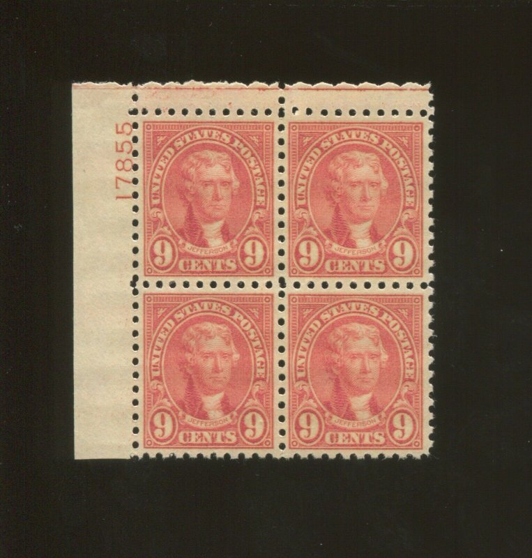 United States Postage Stamp #590 MNH VF Plate No. 17855 Block of 4