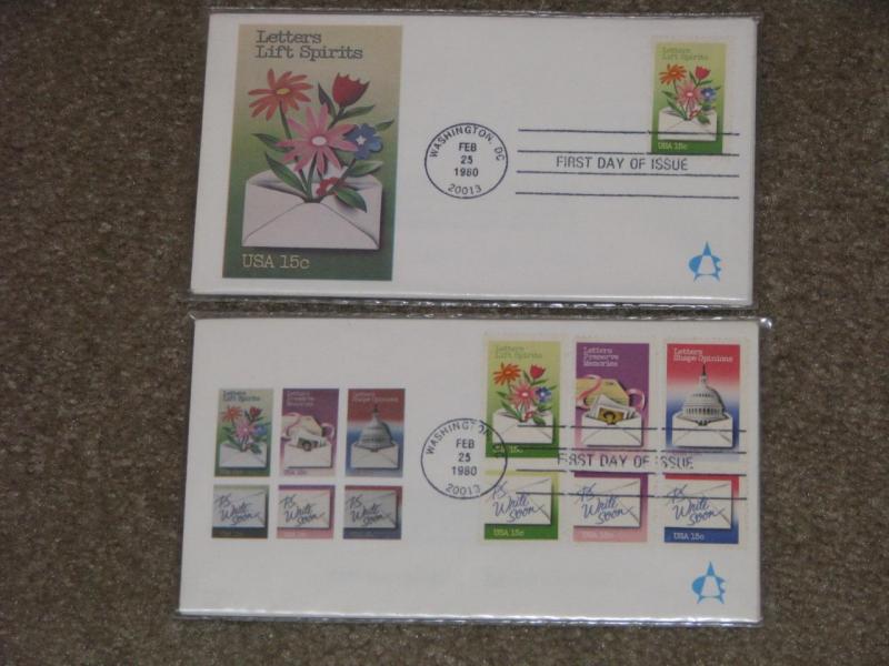 Letter Writing-2 Complete Sets of 7 FDC`s, Unaddressed, Scott# 1805-10