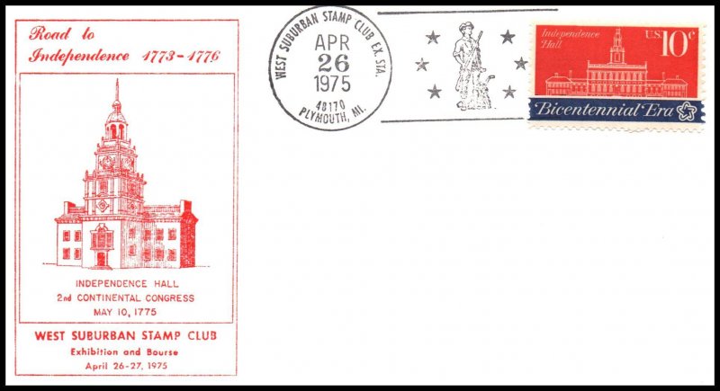 US 2nd Continental Congress 1975 West Suburban Stamp Cover