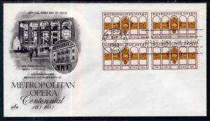 US 2054 Metropolitan Opera Block of Four Artcraft U/A FDC