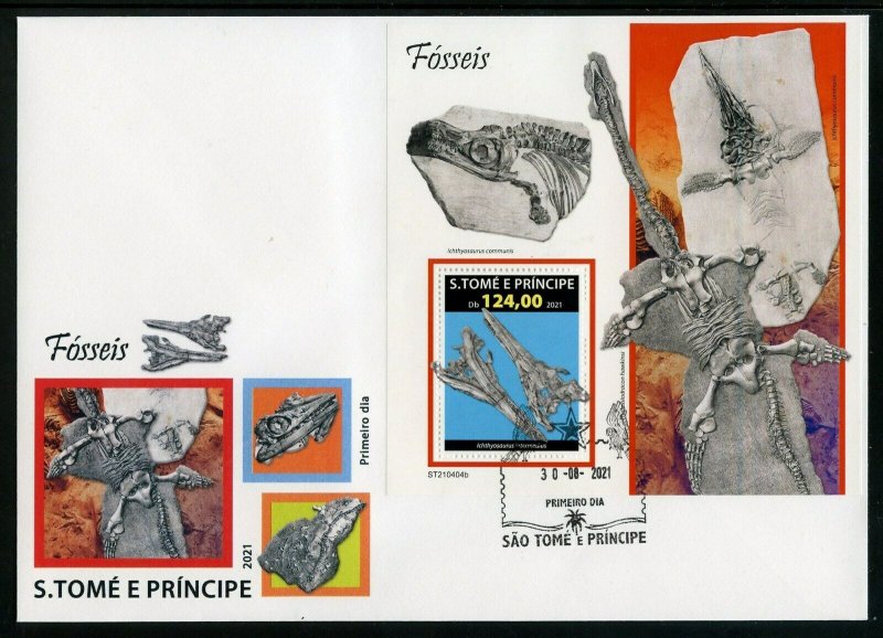 SAO TOME 2021 FOSSILS SOUVENIR SHEET FIRST DAY COVER