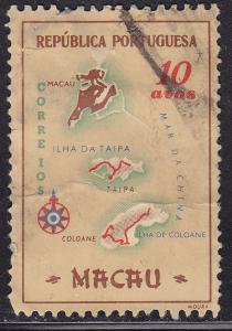 Macao 386 USED 1956 Macao Colony Map