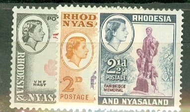 JK: Rhodesia & Nyasaland 158-71 (no 164A),158a,159a mint CV $112; scan shows few