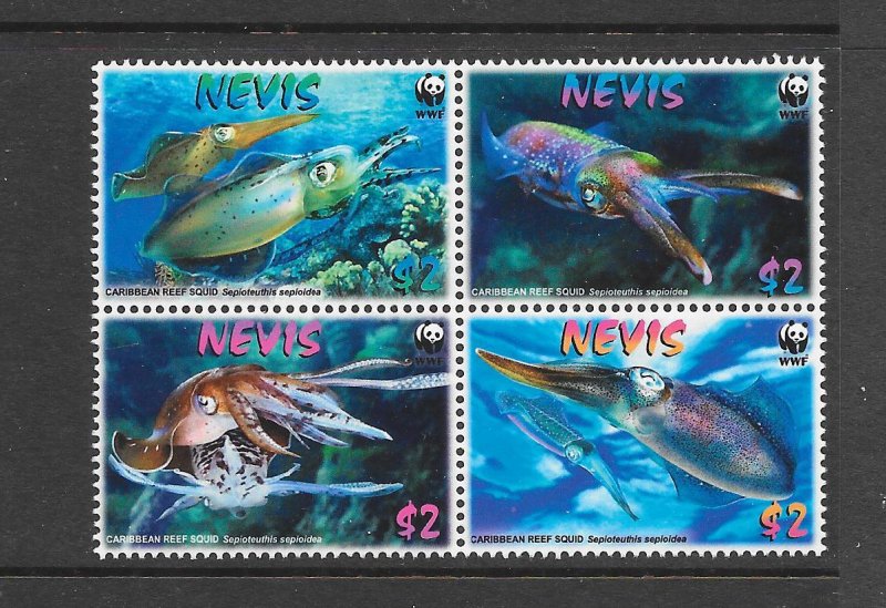 NEVIS #1574 REEF SQUID WWF BLOCK MNH