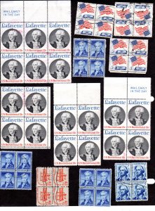 USA, Lot of 12 used block of 4's stamps. CV = $ 12.00, Lot 230701 -10