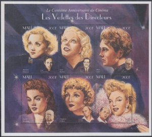 MALI Sc # 724a-f  MNH S/S  of 6 DIFF MOTION PICTURES CENTENARY