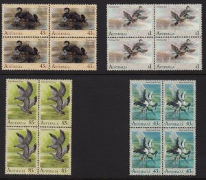 1991 Australia waterbirds 4 different MNH blocks of 4 SG 1279-82