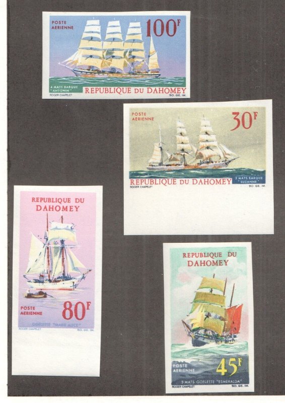 A1338 Imperforate Dahomey Transport Sailing Ships ! Rare Set Mnh