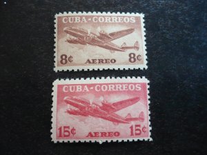 Stamps - Cuba - Scott#C75-C76 - Mint Hinged Set of 2 Air Mail Stamps