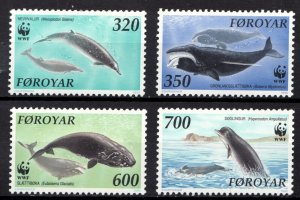 1990 Faroe Islands Sc #208-11 WWF Whales Marine Life Fish - MNH stamp set Cv$7.5