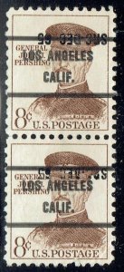 1968 8c Prom Am w/precancel f/LOS ANGELES CA 1042A-205 NICE vertical pair DATED!