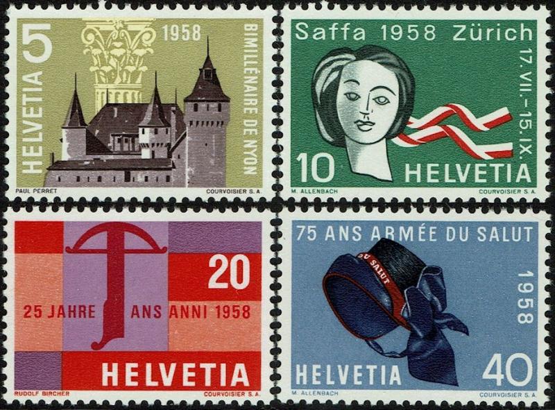 Switzerland 365-68  MNH - Castle Crossbow (1958)