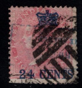 Straits Settlements Scott 8 Used  surcharged overprinted India stamp thinned