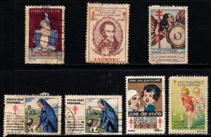 Vintage French Charity Poster Stamps Tuberculosis Value Set/7 Mixed Condition