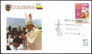 Colombia 1986 Visit of Pope Jon Paul II Medellin Special Cancel