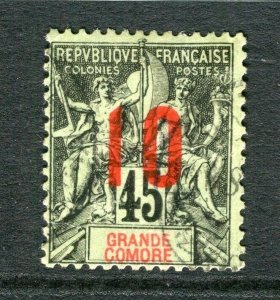 FRENCH COLONIES; GRANDE COMORE 1900s surcharged type used 10c. value