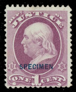 [0929] 1875 Scott#O25S MNGAI 1¢ Purple cv :$32.50 Specimen