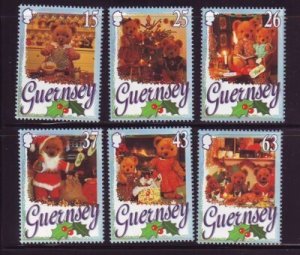 Guernsey Sc 609-14 1997 Christmas Teddy Bears stamp set mint NH