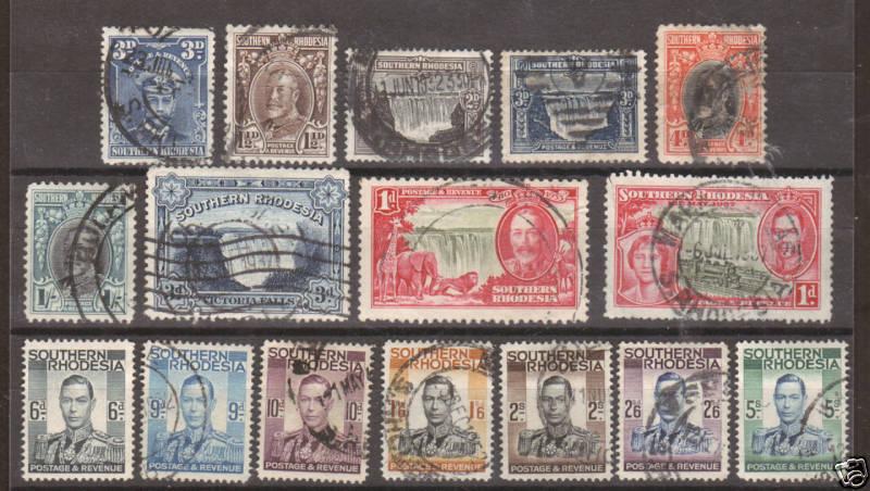 Southern Rhodesia Sc 5/54 used 1924-37 issues, 16 diff.