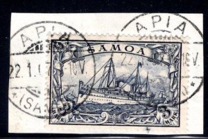 German Samoa #68,  on piece, Apia CDS, 5 October 1903 CV $190  E