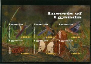 UGANDA 2002 INSECTS SHEET OF 6 STAMPS MNH