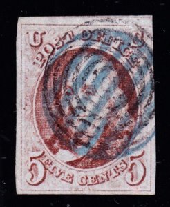 US 1 5c Franklin w/Cross Border Canadian Cancel PSE VF 4 Margin 80 Cert SCV$3475