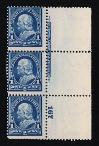 EXCELLENT GENUINE SCOTT #264 MINT OG NH FULL BEP IMPRINT & PLATE #167 STRIP OF 3