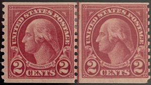 Scott #599 1923 2¢ Washington rotary perf. 10 vertically unused HR line pair