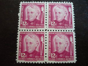 Stamps - Cuba - Scott#534,C108 - Mint Hinged Set of 2 Stamps in Blocks of 4