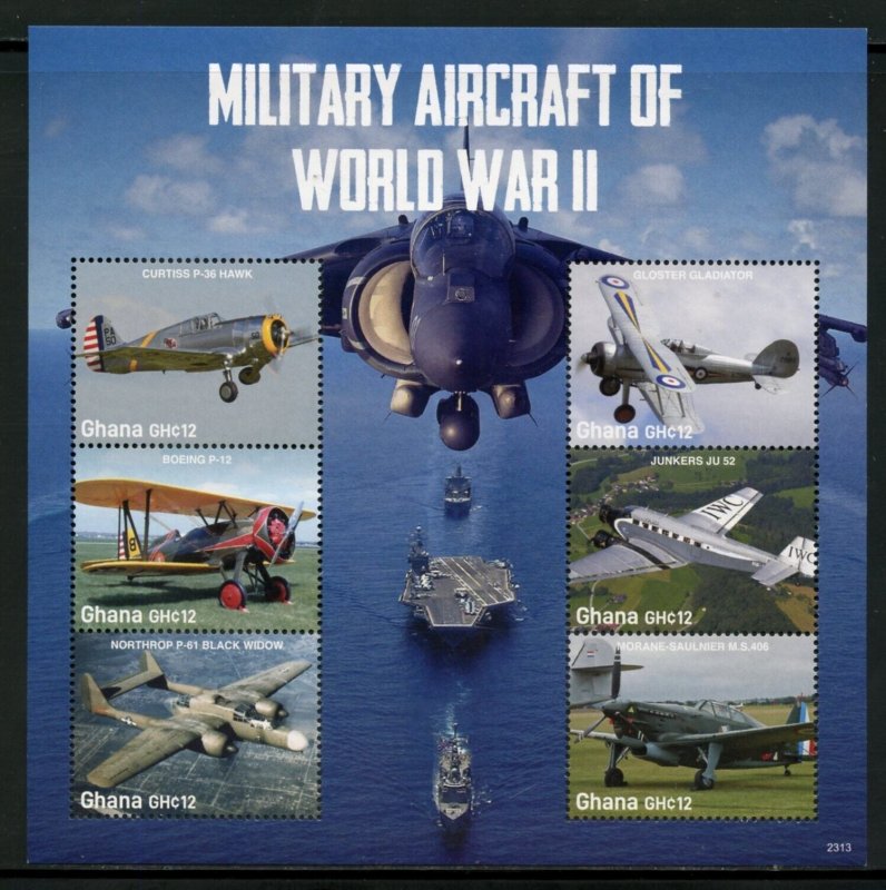 GHANA  2023 MILITARY AIRCRAFT OF WORLD WAR II  SHEET  MINT NH