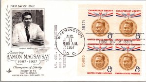 SCHALLSTAMPS UNITED STATES 1957 CACHET FDC COVER CHAMPION OF LIBERTY CANC DC