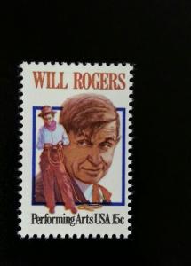 1979 15c Will Rogers, Humorist Scott 1801 Mint F/VF NH