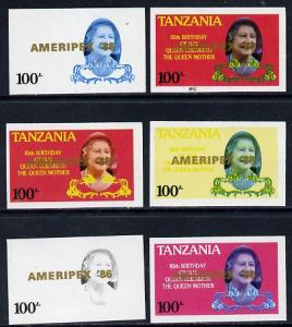 Tanzania 1986 Queen Mother 100s (SG 427 with 'AMERIPEX 86...