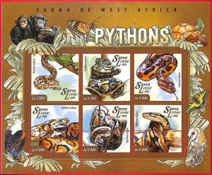 A4787 - SIERRA LEONE - ERROR IMPERF: 2015, Pythons, Snakes, Butterflies, Birds