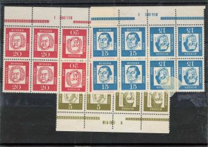 GERMANY  GERMANY  824, 828-29 TETE BECHE + PLATE NUMBER  HAN  MNH