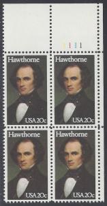 #2047 20c Nathaniel Hawthorne PB/4 1983 Mint NH
