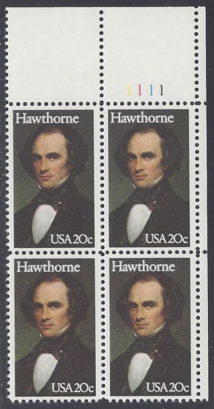 #2047 20c Nathaniel Hawthorne PB/4 1983 Mint NH