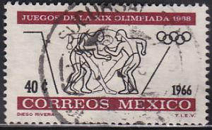 Mexico 975 Hinged Used 1966 Olympic Wrestling