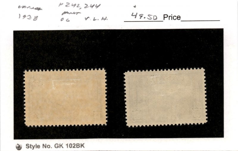 Canada, Postage Stamp, 242, 244 Mint LH, 1938 Halifax Harbor (AI